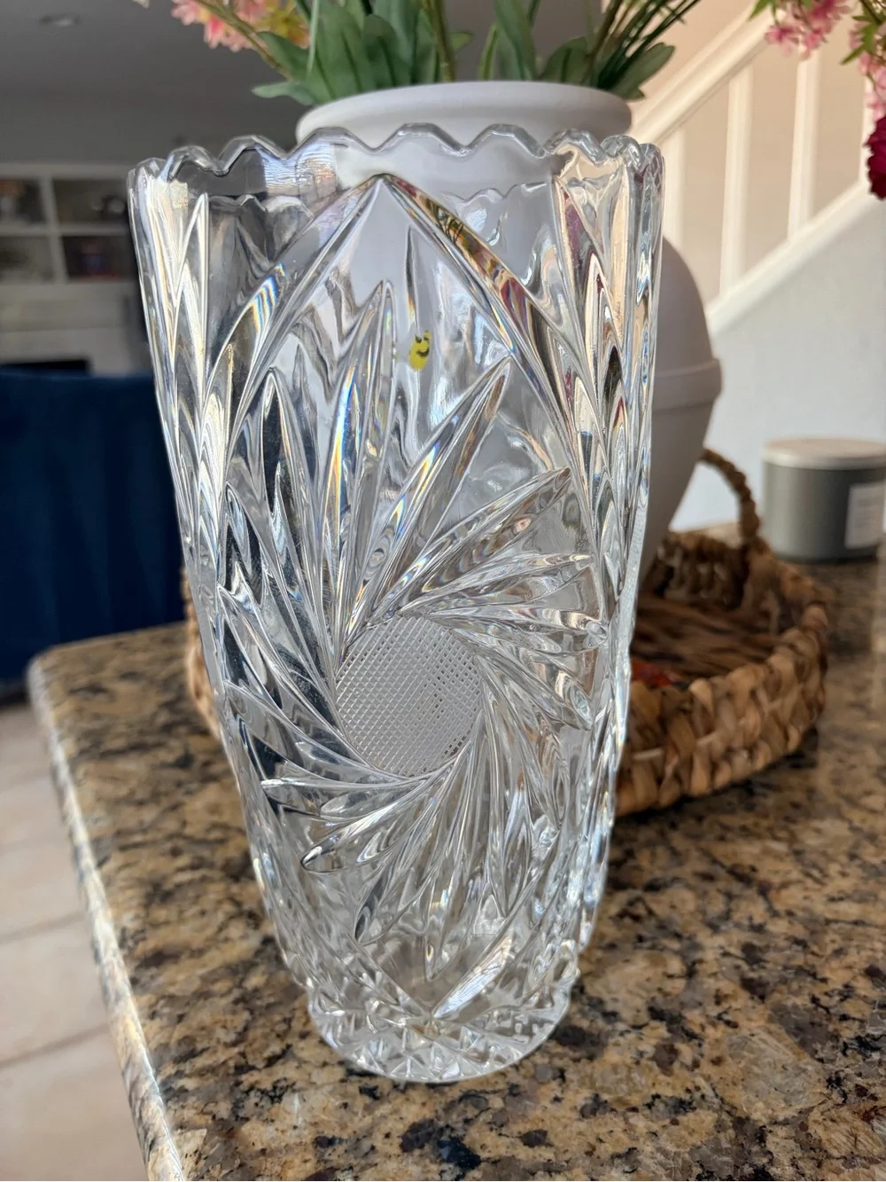 Clear Cut Lead Crystal Decorative Vase - Clear
